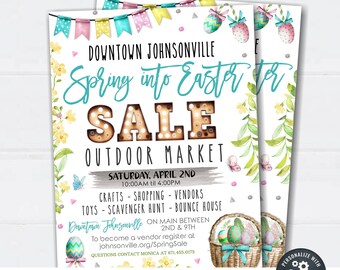 EDITABLE Easter Sale Flyer,  Printable Easter Outdoor Market Flyer, Easter Sale Flyer, Community Easter Sale Advertising - DIY Corjl #EAF06