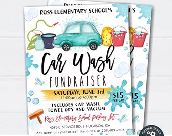 Editable Car Wash Fundraiser Flyer Template (Digital Printable) #FLYR04