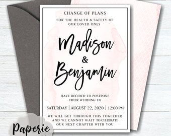 Change of Plans Wedding Postponement Announcement - Postponed Reschedule - Baby Shower - Bridal Shower - Change the Date Wedding Card -#CD02