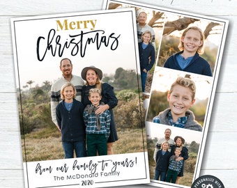 Editable Christmas Photo Card Template: DIY Family Photos (Digital Download)