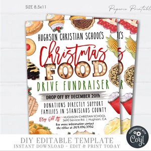 Editable Christmas Food Drive Flyer: Holiday Fundraiser (DIY Corjl) #CF21