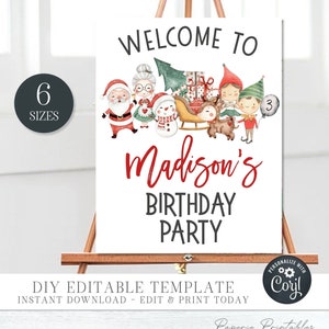 Editable Christmas Birthday Welcome Sign: DIY Party Poster (Digital Download) #BP108 #BP109