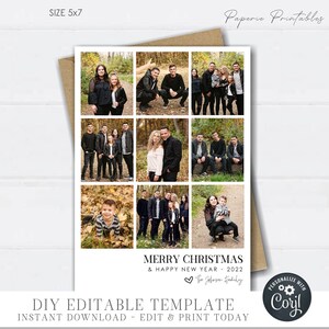 EDITABLE Minimalistic Christmas Photo Card, 1-9 Photo Layout, Merry Christmas Photo Card, Christmas Template - DIY Edit with Corjl - #CC58