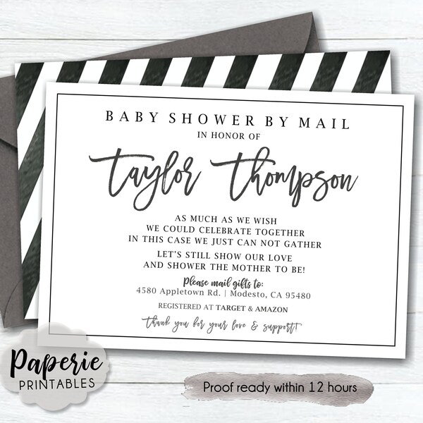 Baby Shower by Mail Baby Shower Invitation Etsy
