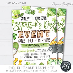 Editable St. Patrick&#39;s Day Event Flyer: Festival Design (DIY Corjl)