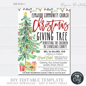 EDITABLE Giving Tree Flyer and Tags Christmas Giving Tree Flyer