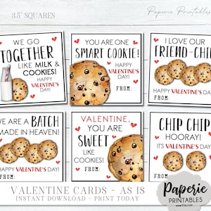 Tarjetas de San Valentín de galletas para niños, Tarjetas de San Valentín para niños, Etiquetas de San Valentín de galletas, San Valentín escolar imprimible, TAL CUAL, Descarga instantánea - #VT64(2)