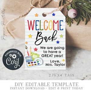 Editable Back to School Gift Tag: Teacher Printable (Corjl Template)
