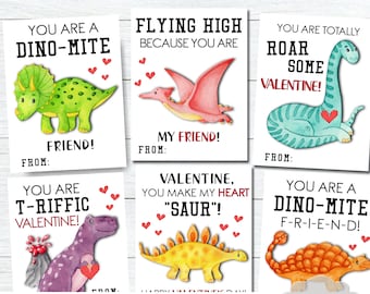 Dinosaur Valentine Tags, Kids Valentine Cards, School Valentines, T-RIFFIC Valentine Printable - AS-IS Tags - Instant Download - #VT33