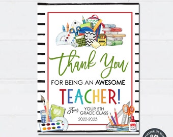 EDITABLE Teacher Appreciation Gift, Thank You Teacher Gift, My Teacher Printable, Teacher Thank You Gift Printable, DIY w/Corjl - #TAF05