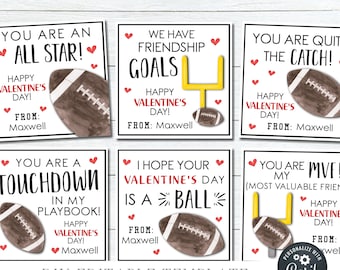 EDITABLE Kids Valentine Cards, Football Valentine Cards, School Valentine Tags, Printable Valentine Cards, Football, DIY Corjl - #VT43(6)