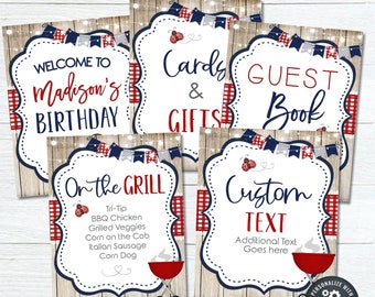 Editable Birthday BBQ Party Signs: Picnic Decor (DIY Corjl) #BP150 #BP170