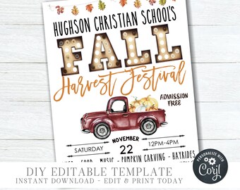 Editable Fall Harvest Festival Flyer: DIY Event Template (Digital Download) #FH02