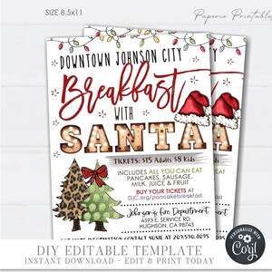 EDITABLE Breakfast with Santa Template, Breakfast with Santa Flyer, Christmas Santa Flyer, Breakfast with Santa - DIY with Corjl - #CF38