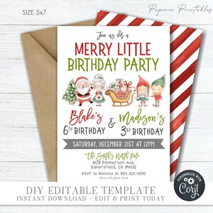 Christmas Birthday Invitation: Editable Photo Template (DIY Corjl)