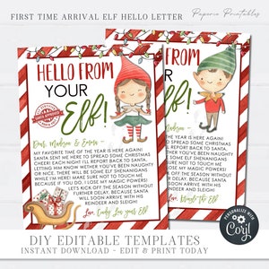 EDITABLE  Elf Arrival Letter - Hello from your Elf - New Arrival Elf Letter - Girl Elf Arrival Letter - Christmas Game- DIY with Corjl-#CG07