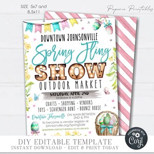 EDITABLE Spring Fling Event Flyer, Spring Fling SHOW Flyer, Spring Fling Sale Flyer, Spring Fling Printable Flyer - DIY with Corjl - #EAF13