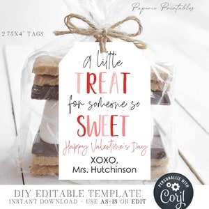 Editable Valentine's Day Gift Tag, A Little Treat for someone Sweet, Happy Valentine's Day Tag, Valentine Gift Tag, DIY with Corjl - #VT56