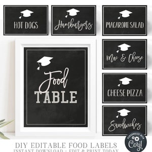 EDITABLE Graduation Food Tents, Graduation Decoration Food Tents, Graduation 2022, Graduation Party Decor Sign, Edit with CORJL #GP01
