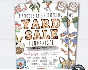 EDITABLE Yard Sale Flyer, Garage Sale Flyer, Rummage Sale Flyer, Yard SaleTemplate Printable, Garage Sale Template - DIY with Corjl - #GSF01