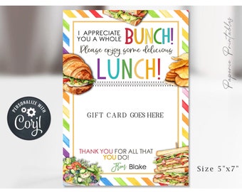 Teacher Appreciation Lunch Gift Card Holder: Editable DIY Printable (PDF) #TAW15