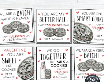 Editable Cookie Valentine Cards: School Valentines (DIY Corjl - Digital Download)