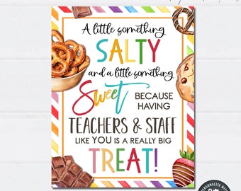 EDITABLE Salty and Sweet Appreciation Sign, Teacher Appreciation Sign, Sweet and Salty Teacher Appreciation Sign, DiY w.Corjl - #TAW14