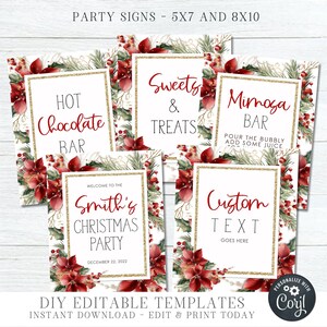 Editable Christmas Party Signs, Holiday Party Signs, Christmas Party Decorations, Christmas Party Printables - DIY Edit Corjl - #CP89
