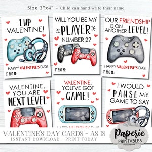 Gamer Valentine Cards for Kids, Kids Valentine Cards, Gamer Valentine Cards, Printable School Valentine, AS-IS, Instant Download, #VT52 (1)