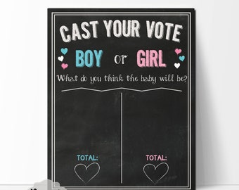 Cast Your Vote Gender Reveal Party Sign – Boy or Girl Gender Reveal Sign – Gender Predicting – Printable – Baby Reveal - Blue & Pink -