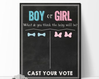 Cast Your Vote Gender Reveal Party Sign – Boy or Girl Gender Reveal Sign – Gender Predicting – Printable – Baby Reveal - Blue & Pink -