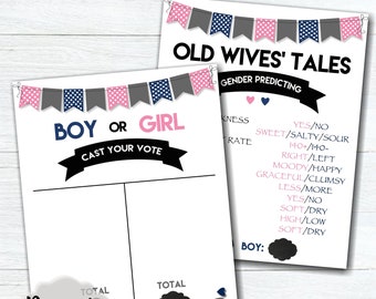 Cast Your Vote Boy or Girl Gender Reveal Party Sign – Old Wives' Tales Gender Reveal Sign–Gender Predicting–Baby Predicting-INSTANT DOWNLOAD