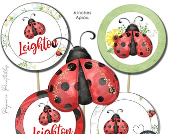 EDITABLE Ladybug Party Decorations, LadyBug Birthday Centerpieces or Photo Props, Ladybug Birthday Party Decorations - DIY Corjl - #BP118