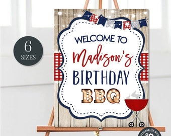 Editable Birthday BBQ Welcome Sign: Picnic Party Decor (Digital Download) #BP150 #BP170