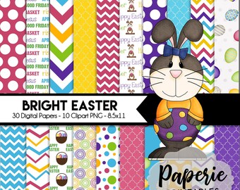 Easter Digital Paper Pack: Bunny & Egg Patterns (8.5x11) (Digital Download)