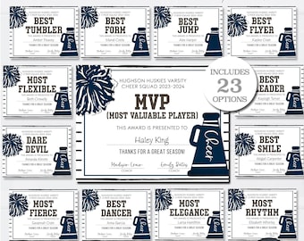 Editable Cheerleading Awards: Navy and White Team Certificate (DIY w/Corjl) - #CO28