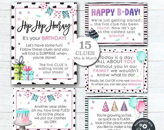 EDITABLE Birthday Treasure Hunt Printable - Scavenger Hunt Birthday Game - Girl Birthday Party Game - Tween Teenager Treasure Hunt - #TH01