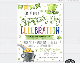 Editable St. Patrick's Day Party Invitation: DIY Celebration (Digital Download)