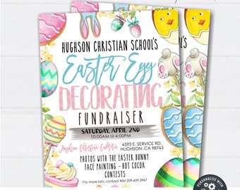 EDITABLE Easter Egg Painting Flyer, Easter Egg Decorating Flyer, Easter Egg Fundraiser Flyer, Easter Decorating Party - DIY Corjl #EAF12