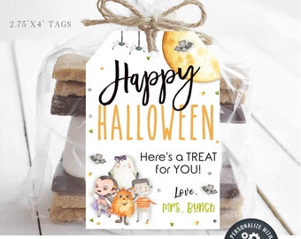 Editable Halloween Favor Tags: Printable Treat Bag Labels (Corjl)