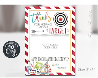 Editable Teacher Appreciation Gift Card Holder (5x7) (Corjl)