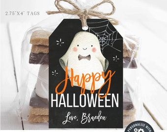 EDITABLE Halloween Tag - Printable Halloween Favor Tags - Happy Halloween Treat Tags - Halloween Treats Bag Tags - Edit with Corjl - #HT12