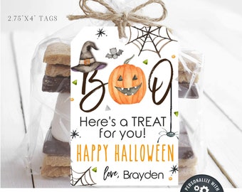 EDITABLE Happy Halloween Tag - Printable Halloween Favor Tags - Halloween Treat Tags - Halloween Treats Bag Tags - Edit with Corjl - #HT06