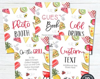 Editable Birthday BBQ Party Signs: Summer BBQ Decor (DIY with Corjl) #BP140