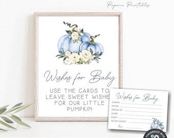 Little Pumpkin Baby Shower Game: Boy Wishes Card (DIY Corjl) #BS73