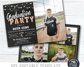 EDITABLE Graduation Party Invitation, Graduation Party Template, Photo Graduation Invitation, Class of 2023 - DIY Edit with Corjl - #GP14