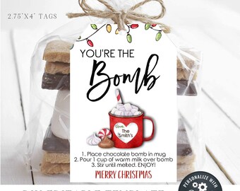 Editable Christmas You're the Bomb Gift Tag Christmas Hot | Etsy