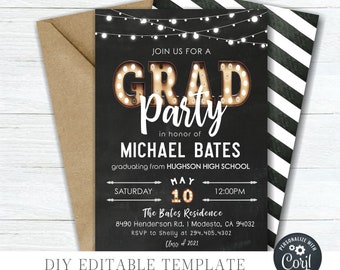 EDITABLE Grad Party Invitation, Graduation Party Template, Photo Graduation Invitation, Class of 2023 - DIY Edit with Corjl - #GP14