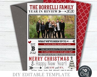 Editable Year in Review Christmas Photo Card Template (DIY Edit with Corjl)
