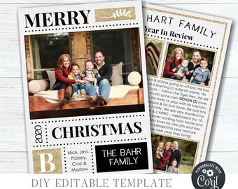 Editable Year in Review Christmas Photo Card Template (DIY Edit with Corjl)